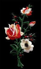 1 pcs Embroidered iron on Patch Flower orange/white 4 x 2 1/2 inch