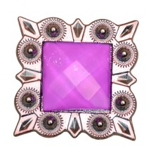 C-TY08 Set Of 8 Western Screw Back Concho Rose Square Crystal Bling Cowgirl