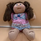 Cabbage Patch Kids Doll 2005 Brown Hair Blue Eyes Floral Pink Outfit Vintage CPK