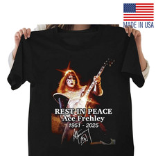 Ace Frehley Singer Classic T-Shirt   Signed Style Unisex Tee S  5XL Reprint Sale 