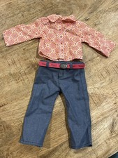 American Girl Doll Saige  s Parade Outfit pink western shirt jeans belt