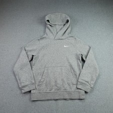 Nike Hoodie Boys Small Gray Sportswear Pullover Swoosh Logo Sweatshirt