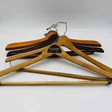 4x Vintage Wooden Hangers Lot Van Straaten's Tokyo Wishbone Dark Brown Pinehurst