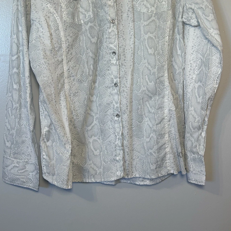 Camisa Vaquera Rock Roll Mujer XXL Western Estampado Piel de Serpiente Bordada Perla A Presión Foto 2 de 4