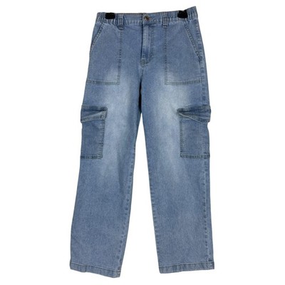 Gogo Jeans Skater Cargo Jeans Juniors 7/28 Blue High Rise Relaxed Straight Denim