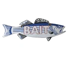 Vintage Fishing Bait Sign - Striped Bass Fish Porcelain Gas Pump Sign