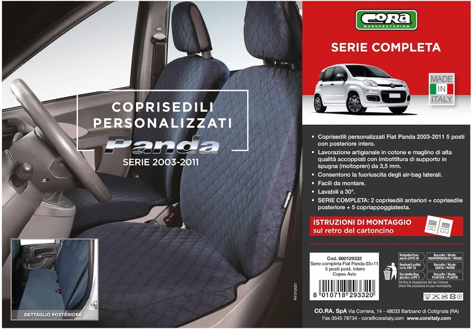 000129332 Serie Completa Coprisedili Personalizzati Fiat Panda 03> 5 Posti Post. - Immagine 3 di 4
