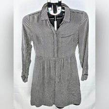 Madewell 100% Silk Houndstooth Quiet Luxury Caspule Wardrobe Midi Dress, Size 2