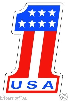 USA NUMBER # 1 AMERICAN FLAG STICKER RACING BUMPER STICKER LAPTOP STICKER 