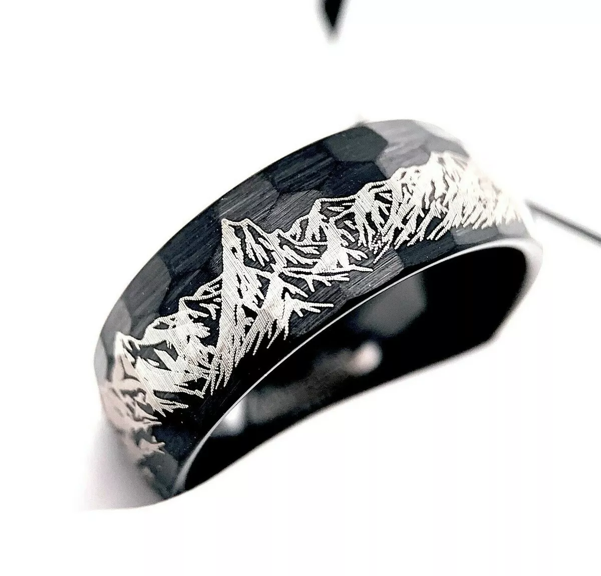 Mens black 2024 wedding band engraved
