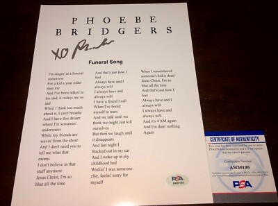 Phoebe Bridgers Funeral Song Signed Boygenius Lyric Sheet PSA E1