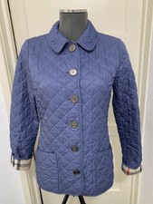 Women’s Burberry London Blue Diamond Quilted Jacket Size S (10)vgc