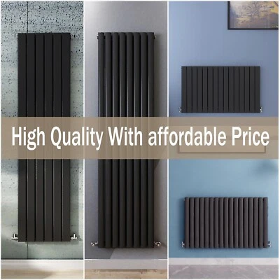 SHOWERENCLOSURESONLINE Black Designer Radiator Vertical Horizontal Flat Panel Oval Column Heating Rads