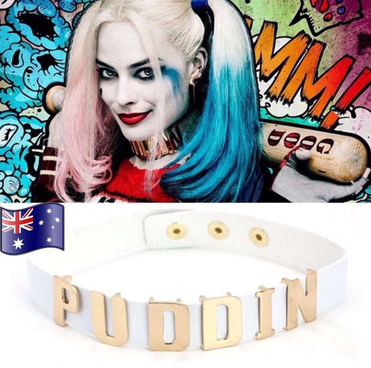 Harley Quinn Suicide Squad PUDDIN Choker Collar Necklace Cosplay