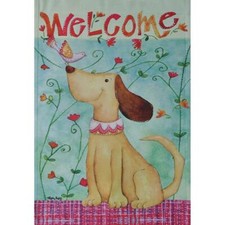 DARLING DOG WELCOME 12.5" X 18" GARDEN FLAG 27-3223-110 FLIP IT RAIN OR SHINE
