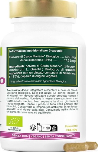 Cardo Mariano BIO | Extra Forte 1350mg giorno integratore con Silimarina 120caps - Foto 5 di 5