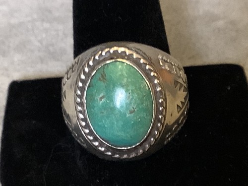 Sterling Silver Southwest Style Turquoise Ring Stamped 925 Mexico Size 12.25