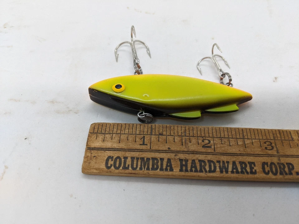 Señuelo Crankbait Vintage Bill Norman Lures N Ticer Chartreuse/Negro 3" sin labios Foto 4 de 4