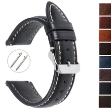 18mm 19mm 20mm 21mm 22mm Men's Genuine Leather Watch Strap Band Quick Release