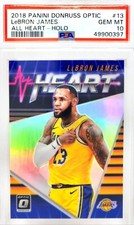 📈 PSA 10 LeBRON JAMES 📈 2018-19 DONRUSS OPTIC ALL HEART HOLO SILVER PRIZM #13