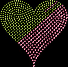 Rhinestone Bling Sparkle Iron On Transfer DIY Light Green Pink Heart Love