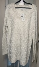 NWT New York  Company Knitted Pullover Sweater XL White Gold Long Sleeve
