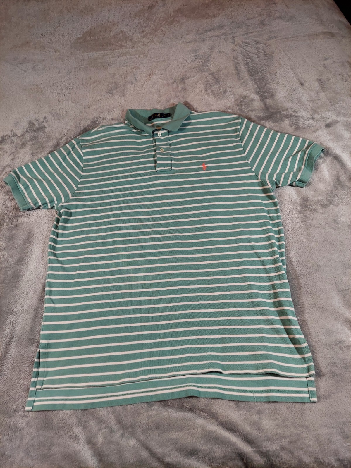 Polo Ralph Lauren camicia uomo XL verde menta righe rosa pony preppy golf elegante