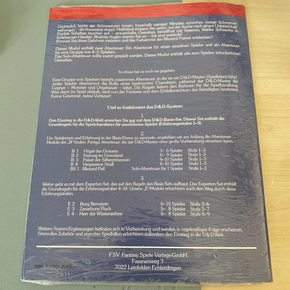 D&D BS1 Blizzard Pass David Cook / Solo Abenteuer Diebe Erfahrungsstufe 1-3 NEU - Bild 2 von 2