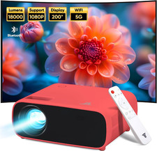 Projector with Wifi and Bluetooth, 200" Projector Full HD 1080P Video Projector,