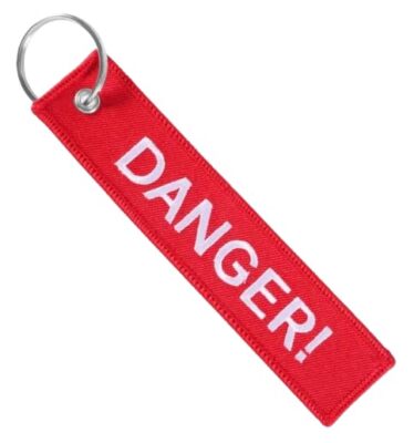 Danger Warning Caution Alert Safety Keychain Key Tag Chain Fob Ring