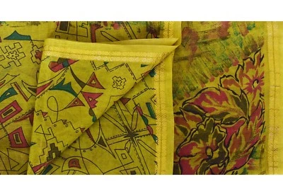 Sari En Soie Ethnique Vintage Pour Femme Indien Floral Vert - Photo 1/3