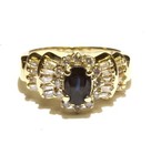 14k yellow gold SI2 H .52ct diamond sapphire cluster ring 5.4g size 6.75 — photo 1