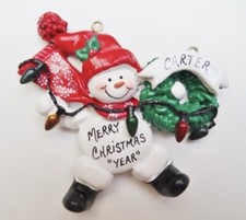 Personalized Snowman with Lights Christmas Ornament