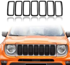 Front Grille Insert Grill Inserts Ring Trim Cover For 2019 Jeep Renegade Black
