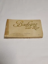 Antique Boulogne sur-Mer Postcard Book 24 Unused Cards French Ephemera B&W