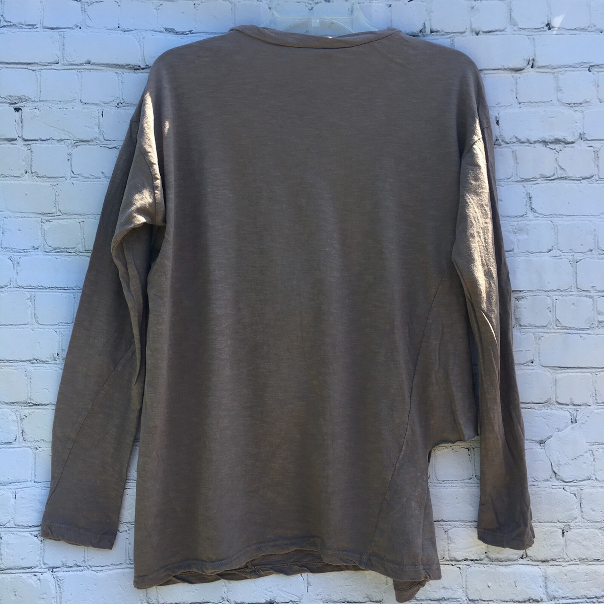 THE CLASSIC Ripped Distressed Soft Cotton L/S Taupe Shirt