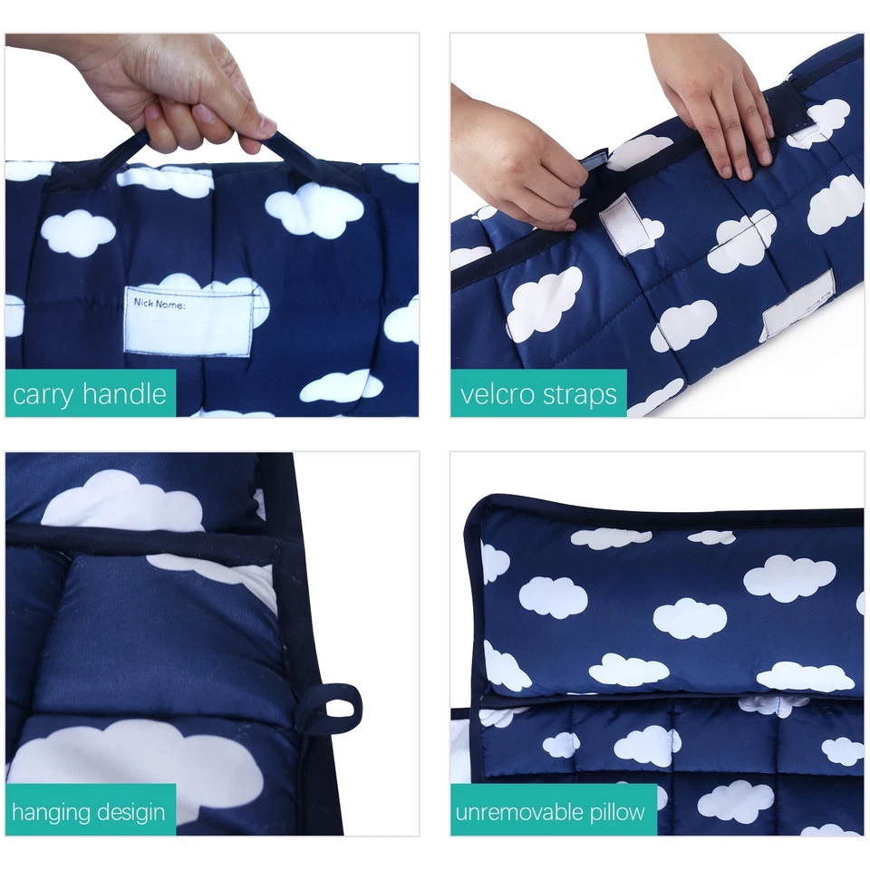 Kids Nap Mat with Soft Pillow for Preschool Sleeping/Daycare/Travel Navy - Image 2 of 4