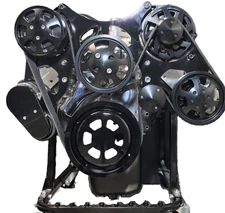 SBC Chevy 350 400 Complete Serpentine Kit LWP A/C Alternator P/S 8 Ribs Black