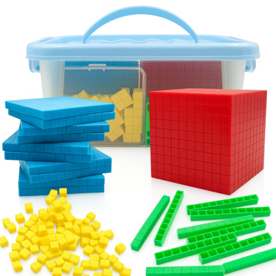 Base Ten Blocks Set - 121 Teile Mathe Zählwürfel mit Aufbewahrungsbox für KS1/KS2