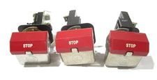 Lot of 3 ALLEN BRADLEY 800H-WK61 RED E-STOP PUSHBUTTON WITH FLIP LEVER SAFETY