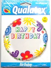 Qualatex Happy Birthday Helium Foil Balloon 18" Flower Add a Name of Your Choice