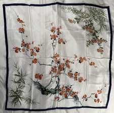 Japan Japanese Prunus Blossoms  Bamboo silk square scarf 31 X 31 inches