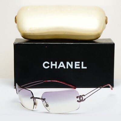 Chanel Sunglasses 2002 Vintage Grey Pale Violet Rimless 4068  200225 UK