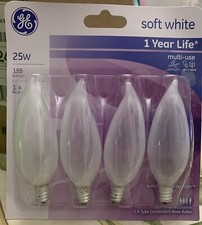4-GE Lighting 76235 25 watt Bent Tip Light Bulb with Candelabra Base White