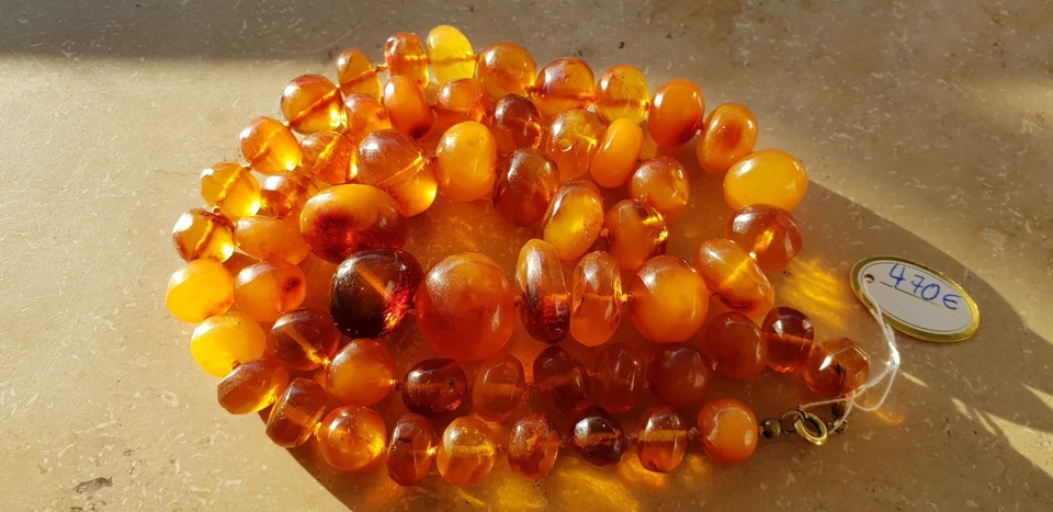 BERNSTEINKETTE BUTTERSCOTCH AMBER NECKLAGE 75 Gramm  -K2 - Bild 3 von 4