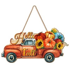 Fall Welcome Sign Wood Hello Sign Wooden Signs Rustic Fall Decorations Pumpkin