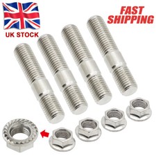 4x  M10x1.25" Stainless Steel Exhaust Studs & Serrated Nuts Manifold Flange Kit
