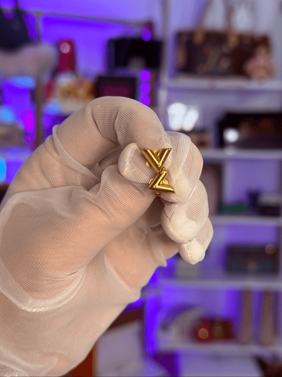 New Louis Vuitton Essential V Gold Plated Earrings Post Stud | eBay