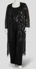 R M Richards Women's Black Sequins Jacket, Tank Pants Set Plus Size 14W