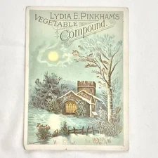 Victorian Trade Card Vegetable Compound Lydia E Pinkham Winter Scene House